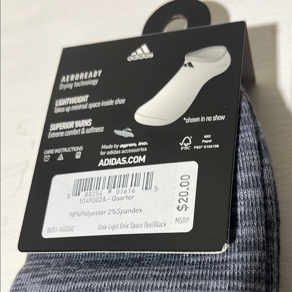Adidas Men's Superlite Quarter Socks - Grey - 6 PAIRS! - Picture 2 of 3